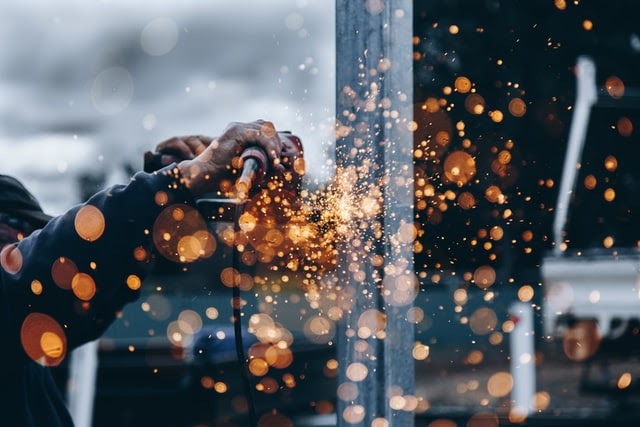 Welding on a construction site